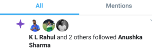 KL Rahul and Yuzvendra Chahal followed Anushka Sharma on Twitter