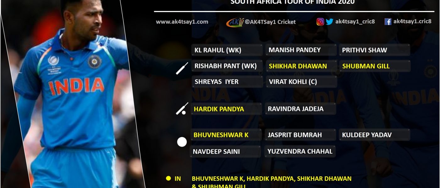 Team India official ODI squad vs SA 2020