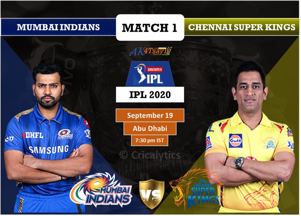 IPL 2020 UAE Match 1 MI vs CSK Predicted 11 and Preview