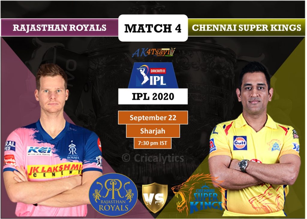 IPL 2020 UAE Match 4 RR vs CSK predicted 11 and preview