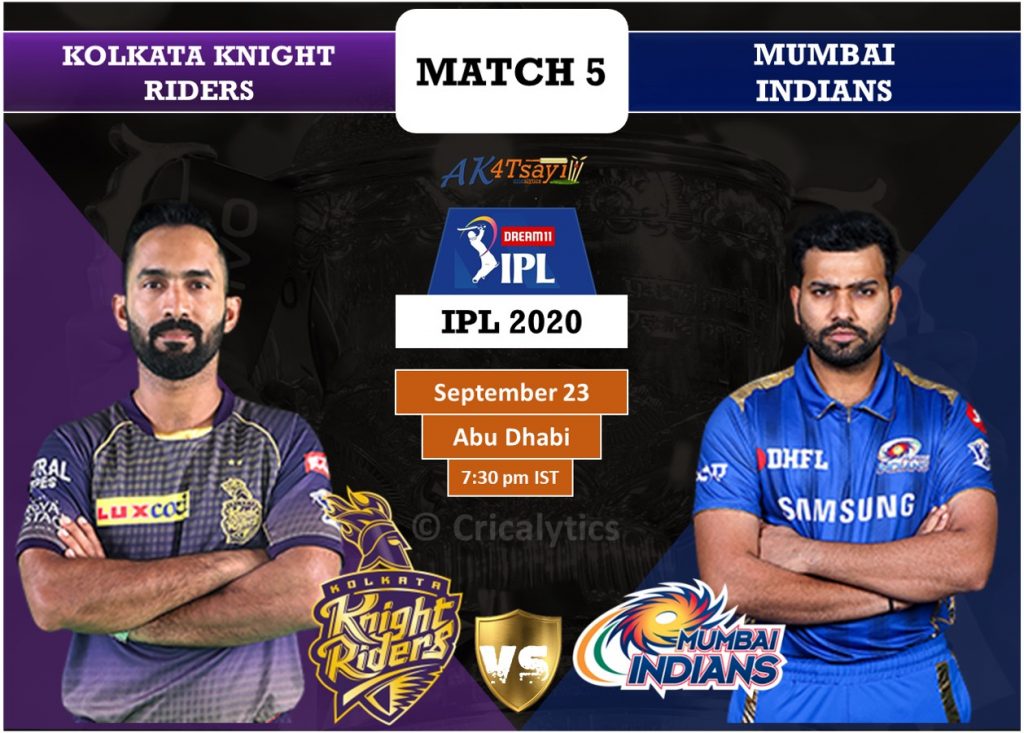 IPL 2020 UAE Match 5 KKR vs MI predicted 11 and preview