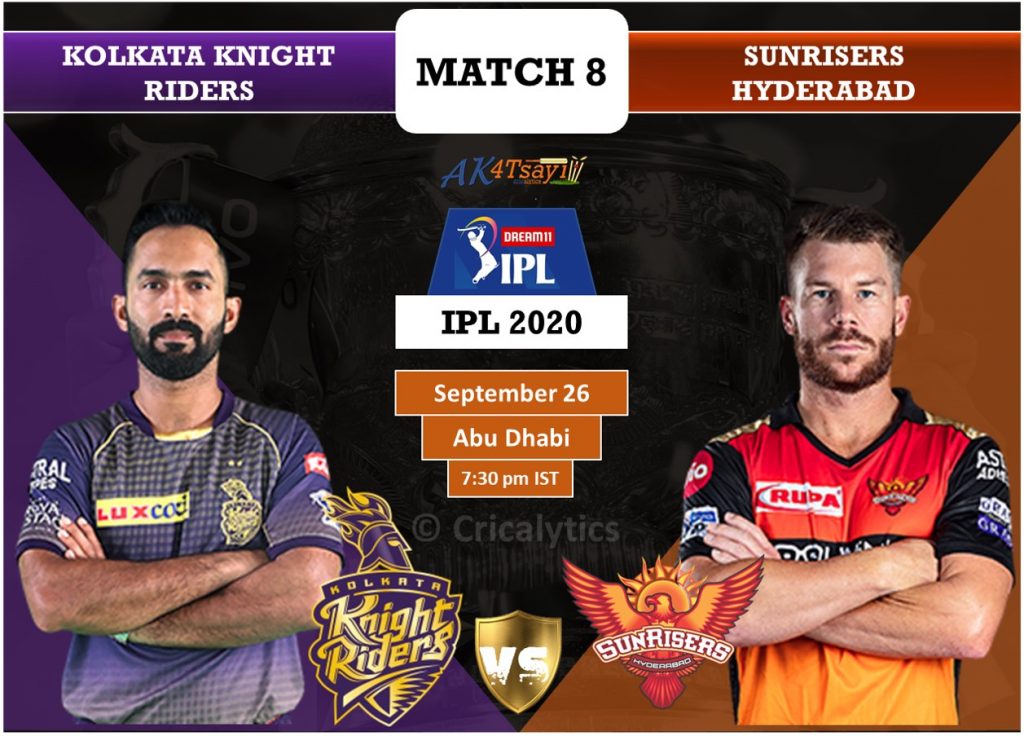 IPL 2020 UAE Match 8 KKR vs SRH predicted 11 and preview