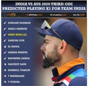 India vs Australia 2020 third ODI predicted playing 11 prediction