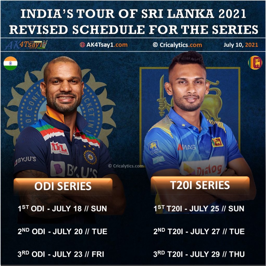 India vs sri lanka tour 2021 revised schedule