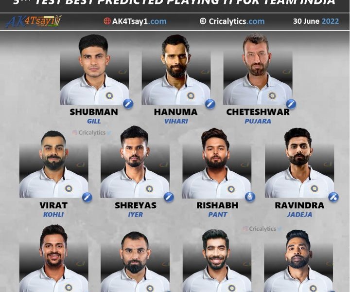 india vs england 2022 5th test predicted playing 11 for team india england
