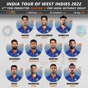 west indies wi vs india 4th t20 2022 predicted playing for both the teams