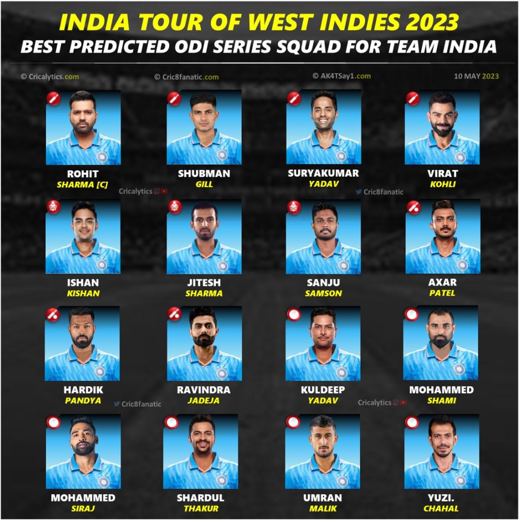 india vs west indies confirmed predicted odi squad 2023