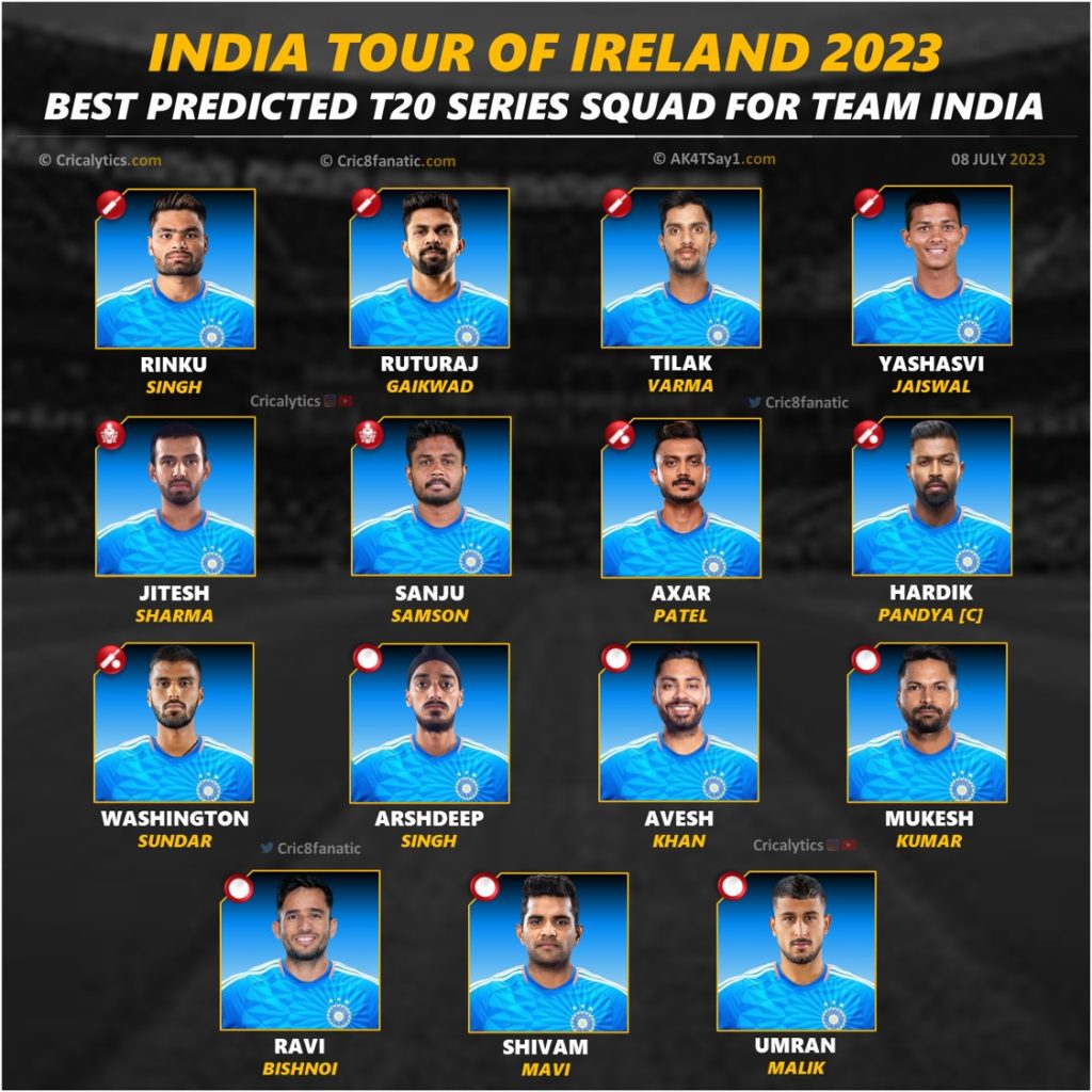 india vs ireland 2023 confirmed t20 series squad players list for team india