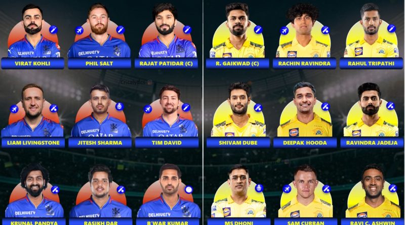 IPL 2025 CSK vs RCB Both Teams Best Playing 11 Compared